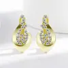 Europeu e Americano Transfronteiriço Mais Vendido Base de Latão Galvanizado a Ouro 18K Moda Zircônia Brincos Colar Conjunto de Joias Joias para Orelha