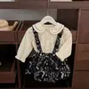 Conjunto de Roupas Outono Fulai ManBaby 2026 Novo Macacão de Bebê Menina Camisa de Manga Longa Macacão Duas Peças