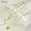 Juego de Collar Apilado de Flor de Diamante Colorida Estilo Europeo y Americano, Cadena Ligera de Lujo para Clavícula para Mujeres, Collar Multicapa de Aleación Chapada en Oro al por Mayor