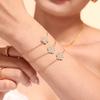Pulseira de zircônia incrustada com temperamento europeu e americano, colar de clavícula de camada dupla, aço titânio, revestimento a vácuo PVD, retenção de cor, terno