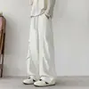 Pantalones casuales rectos holgados de seda helada, de moda callejera americana/personalizados, para hombre y mujer, finos de otoño, frescos, elásticos, con caída.