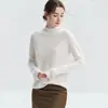 Kangsai Ni Malha 100% Pura Caxemira Peça Única Feminina Top com Bainha Enrolada Suave e Aderente Camisola Camada Interna para o Trabalho