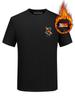 Estação Europeia 2026 Nova Roupa Masculina Camiseta Básica Forrada com Lã Urso com Strass Manga Curta Masculina Outono e Inverno Quente Simples Tendência
