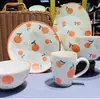 Conjunto de Cerâmica Azul e Branco Estilo Ins Japonês Xícara de Porcelana 4567 polegadas Tigela 8 polegadas Prato Fundo 12 Prato Cor Matte Sob Esmalte