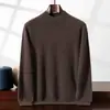 Suéter de Cachemira para Hombre Otoño e Invierno Cuello Medio Alto Manga Larga Jersey Capa Interior Tejido Capa Base Lujo Ligero Casual de Negocios