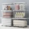 Caja de Almacenamiento Transparente Caja para Ropa Juguetes Snacks del Hogar Caja de Almacenamiento de Plástico Espeso Caja de Almacenamiento y Organización de Tamaño Grande