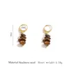 Nuevos Pendientes de Acero Inoxidable Estilo Chino Piedra Natural Ojo de Tigre Ganchos para Orejas para Mujer Pendientes de Gama Alta Joyería Joyería Versátil Venta al por Mayor