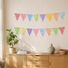 Banderines triangulares coloridos para fiesta de cumpleaños de bebé, pancartas de decoración para jardín de infantes, banderines triangulares de colores, en stock del fabricante