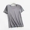 Verão Novo Feminino Sem Marcas Seda Gelada Camiseta Manga Curta Gola Redonda Esportes Fitness Corrida Alta Elasticidade Slim Fit Secagem Rápida