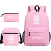 Harry potter harry potter Mochila con Estampado Mochila Escolar para Estudiante Bolso de Hombro Pequeño Estuche para Lápices Set de Tres Piezas