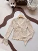5265# Outono Novo Sexy Hot Girl Renda Manga Longa Camisa Base Feminina Torcida Peça Externa Emagrecimento Valorização Top Tendência