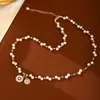 Contas Galvanizadas em Ouro Real Colar de Pérolas em Forma de Concha Ouro 18K Corrente Curta para Clavícula Japonês e Coreano Mais Vendido Luxo Acessível Mulheres de Alto Padrão