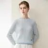 Novo suéter feminino de cashmere para outono e inverno, puro caxemira de cabra, gola redonda, blusa de tricô trançado