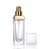 Frasco Refilável para Base Líquida 30ml Estilo Marca Grande, Frasco de Pressão Quadrado Transparente Portátil para Viagem, Frasco de Vidro Cosmético Vazio