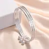 Encuentro Tres Vidas Tres Mundos Pulsera Chapada en Plata para Mujer Cerrada Sólida Tres Anillos Campana Pulsera del Día de San Valentín Joyería de Moda Venta al por Mayor