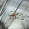 Seiko V Oro Full Diamante Bolso Kelly Collar Bolso Constance Colgante para Mujer Gruesamente Chapado en Oro Rosa de 18K Cadena para Clavícula Letra H