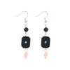 Pendientes Retro de Ébano Turquesa Pendientes Sencillos de Perlas de Agua Dulce Estilo Antiguo Pendientes Estilo Chino para Cheongsam