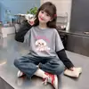 Moda Infantil Versátil e Elegante Base Camada de Lã Alemã Patchwork Outono Inverno Novo Estilo Coreano Camada Interna Quente Infantil Top Falso de Duas Peças