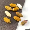 Suministro de comercio exterior en stock cabello lacio natural piedra tigre amatista 8x 21 colgante de doble punta columna hexagonal superficie de corte piedra desnuda