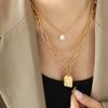Nuevo Estilo Retro Francés Ins Viento Frío Exagerada Cadena Gruesa de Tres Capas Perla de Agua Dulce Natural Desmontable Usar Collar