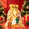Bolsas de Regalo con Cordón de Halloween y Navidad de Venta Caliente Transfronterizas, Bolsas de Empaque con Cordón Navideño, Decoraciones Navideñas, Bolsas de Aluminio Láser