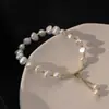 Pulsera de perlas artificiales de agua dulce irregulares retro para mujer, pulsera ajustable de cordón, pulsera de temperamento exquisito de lujo ligero