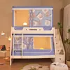 Mosquiteiro Trapezoidal para Beliche Infantil, Cortina Blackout Anti-Queda para Beliche Superior e Inferior, Modelo de Estante para Dormitório com Três Portas, Integrado Anti-Mosquito