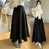Nueva Falda Larga Estampada de Lunares en Gamuza Estilo Francés Otoño/Invierno para Mujer, Cintura Elástica, Capas de Retazos