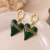 Pendientes Verdes de Amor Estilo Coreano Pendientes de Alto Temperamento Estilo Mori Estilo Coreano Diseño Famoso en Internet Pendientes Versátiles Estilo Genial