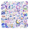 50 Piezas de Pegatinas de Dibujo Simple de Pareja Acuarela Cielo Estrellado, Pegatinas Decorativas Impermeables Estilo Stickman Soñador para Diarios y Botellas de Agua