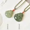 Pingente Buda Maitreya Jade Natural Hetian Feminino Cabeça de Buda de Jade Colar com Pingente de Jade Pequeno Buda Risonho Pingente de Jade Gong
