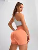 Shorts de Yoga Esportivo Europeu e Americano Transfronteiriço para Mulheres, Sem Costura de Cintura Alta Levanta Bumbum Corrida Fitness Três Pontos Calça de Yoga Bumbum de Pêssego