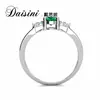Anillo Tesoro Color Plata de Ley S925 Desini Femenino Nicho Esmeralda Nutritiva Gema Incrustación Micro Circonita Anillo Geométrico