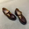 Primer Encuentro: Zapatos de cuero retro de suela gruesa y tacón robusto, estilo británico, para mujer, nueva colección 2026, mocasines Mary Jane de punta redonda