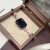 Pulseira de relógio de metal cobre e pedra trevo de quatro folhas, compatível com Apple Watch iWatch 12, 11, 10 SE e Ultra