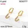 Pendiente de Letra Completa de Diamante PVD Dorado Acero de Titanio Pendientes Nicho Europeo y Americano Lujo Ligero Circonita Incrustada Ear Cuff Mujer Transfronterizo