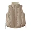 20026 Chaleco Nuevo de Cuello Alto Otoño/Invierno, Holgado, Moderno, Sencillo, Algodón, Chaleco Cálido, Chaqueta
