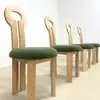 Silla de Comedor Francesa Retro de Madera Maciza, Silla de Maquillaje para el Hogar Estilo Mediados de Siglo, Silla con Respaldo, Silla Simple Nórdica