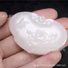 Pendente flor de jade branco afegão florescendo rico pingente auspicioso para homens e mulheres pingente auspicioso