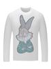 Camiseta de manga comprida masculina ins moderna coelho de strass versátil roupas masculinas marca trendy moderna plus size camiseta outono slim fit