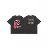 Camiseta Unisex de Manga Curta Tendência Saint Miael High Street Estampa de Letras Alta Qualidade Vintage Lavada e Desgastada