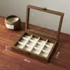 Caja de joyería con cierre de cobre, caja de almacenamiento de accesorios para anillos, collares, pendientes y tachuelas, forrada de terciopelo, con tapa, transparente, de una sola capa, caja compartimentada