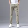 Pantalones de seda de hielo para hombre, sueltos, rectos, modernos, de negocios, de secado rápido, de verano, finos, informales, de verano