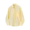 Camisa Casual Protetora do Sol Estilo JK Francês Shenlaishi com Gola Reversível, Camisa Fina de Manga Longa para Mulheres, Moda de Verão