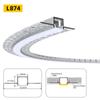Canal para Fita de LED com Borda de Renda Flexível, Canal de Alumínio Cinza com Linha Curva Pré-Embutida, Kit de Perfil de Alumínio Embutido Oculto