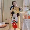 Pijama de Seda de Leche Pijama de Manga Corta Camisón de Mujer Verano Holgado Tallas Grandes Dibujos Animados Lindos Ropa para el Hogar