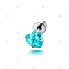 Aretes de Tachuela de Esmeralda Paraíba Verde con Diseño Floral en Forma de Corazón, Estilo Popular, Adecuados para Perforación de Oreja