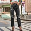 Verano 2024 Exportación Transfronteriza Amazon Nuevo Denim Elegante Pantalones Rotos Wish Popular Pantalones Casuales de Mujer