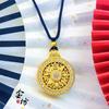 Pingente de Ouro com Bússola de Oito Tesouros Cravejada de Diamantes, Filigrana Oca de Cobre Banhado a Ouro, Colar Simples, Moderno, Versátil, Presente para Namorada