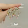 Pendientes Colgantes de Lazo Dorado con Forma de Gota de Agua, Dulces y Elegantes Accesorios para Orejas, Moda de Gama Alta de Nicho, Llenos de Diamantes, Súper Brillantes, Lujo Ligero